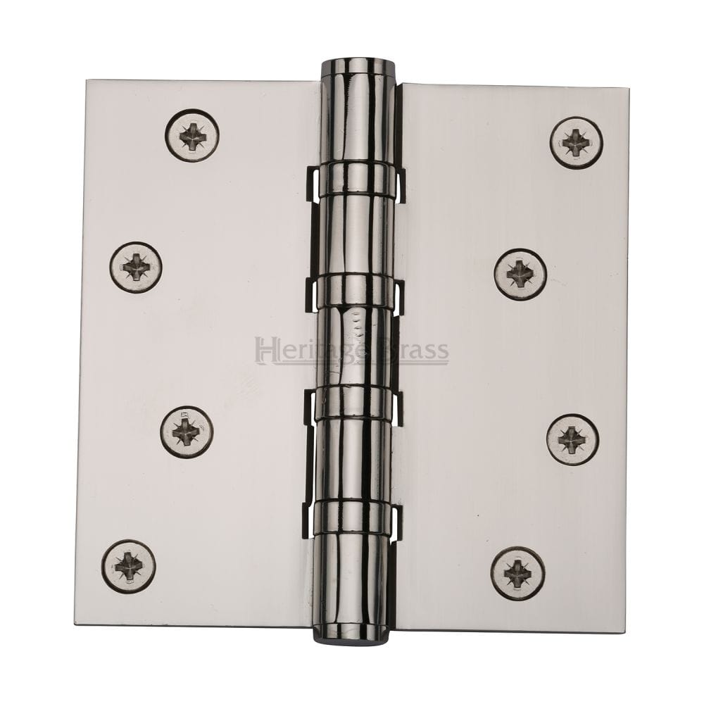 Heritage Brass Hinges Polished Nickel / Ball Bearing Hinges / 4" x (102mm) Heritage Brass - Hinge Brass with Ball Bearing 4" x 4" Polished NIckel Finish