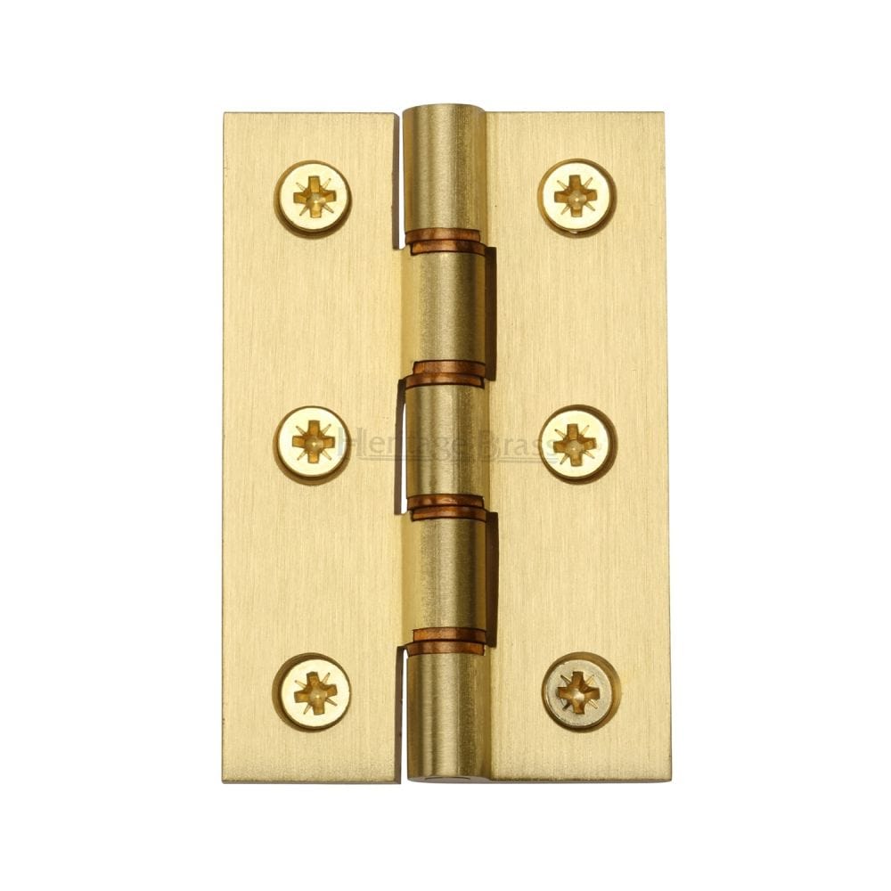 Heritage Brass Hinges Satin Brass / Washered Hinges / 3" (76mm) Heritage Brass - Hinge Brass with Phosphor Washers 3" x 2" Satin Brass Finish