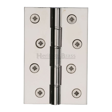 Heritage Brass Hinges Polished Nickel / Washered Hinges / 4" x (102mm) Heritage Brass - Hinge Brass with Phosphor Washers 4" x 2 5/8" Polished Nickel Finis