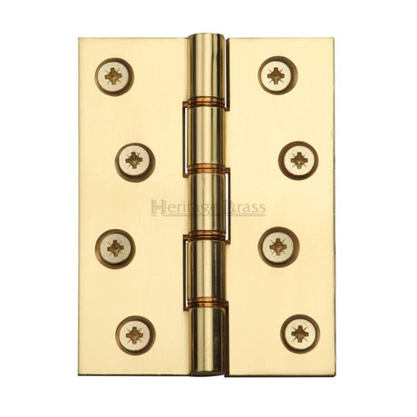 Heritage Brass Hinges Polished Brass / Washered Hinges / 4" x (102mm) Heritage Brass - Hinge Brass with Phosphor Washers 4" x 3" Polished Brass Finish