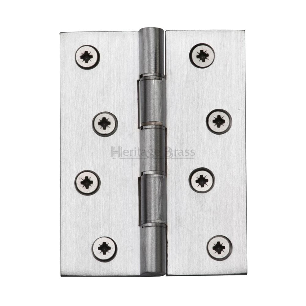 Heritage Brass Hinges Satin Chrome / Washered Hinges / 4" x (102mm) Heritage Brass - Hinge Brass with Phosphor Washers 4" x 3" Satin Chrome Finish