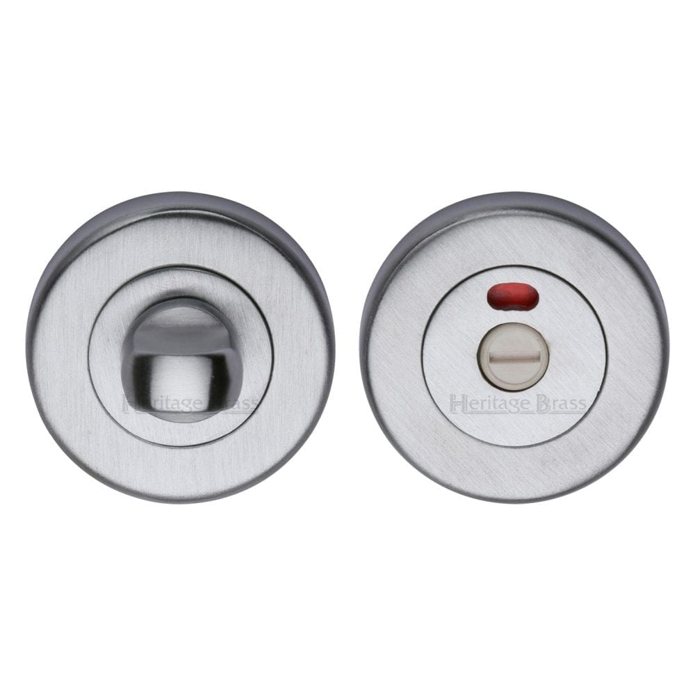 Heritage Brass Door Furniture Satin Chrome / Yes Heritage Brass - Indicator Turn & Release for Bathroom Doors Satin Chrome Finish