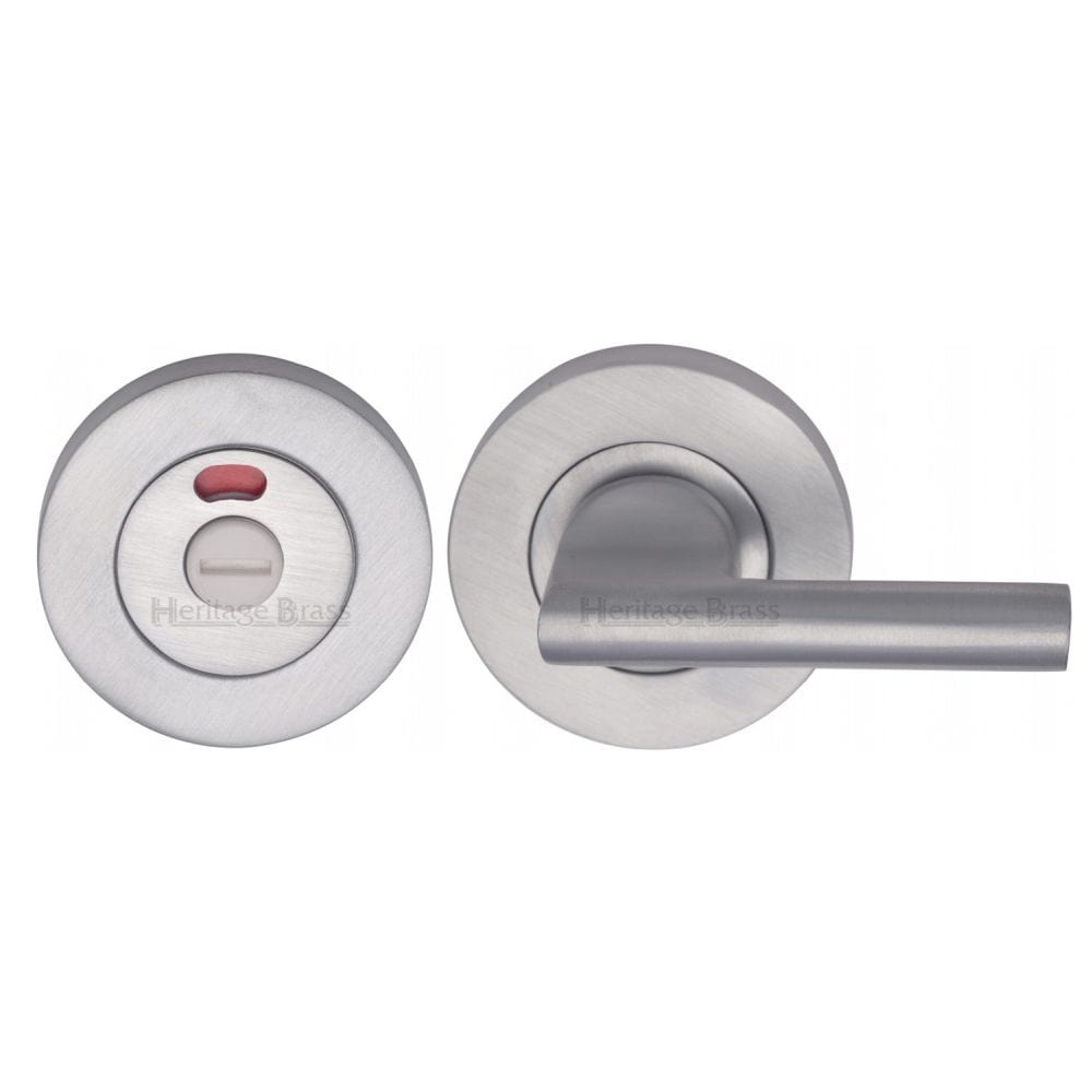 Heritage Brass Door Furniture Satin Chrome / Yes Heritage Brass - Indicator Turn & Release for Bathroom Doors Satin Chrome Finish