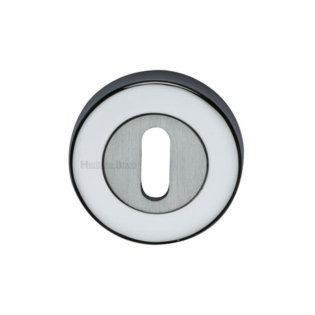 Heritage Brass Door Furniture Apollo Dual Finish,Satin Chrome/Polished Chrome / Mortice Key Profile Escutcheons Heritage Brass - Key Escutcheon Apollo Finish