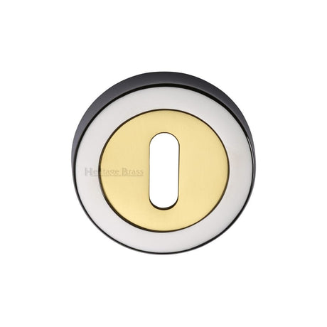 Heritage Brass Door Furniture Polished Chrome/Brass / Mortice Key Profile Escutcheons Heritage Brass - Key Escutcheon Chrome & Brass Finish
