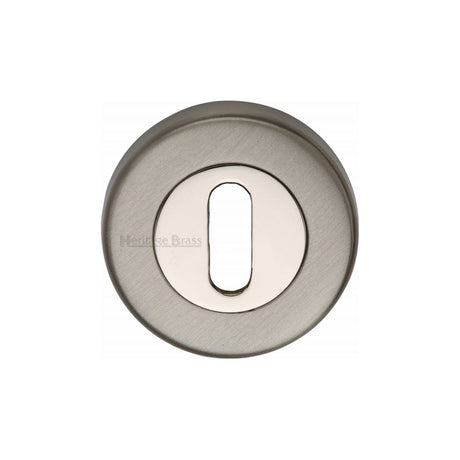 Heritage Brass Door Furniture Mercury Dual Finish,Satin Nickel and Polished Nickel / Mortice Key Profile Escutcheons Heritage Brass - Key Escutcheon Mercury Finish