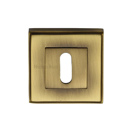 Heritage Brass Door Furniture Antique Brass / Mortice Key Profile Escutcheons Heritage Brass - Key Escutcheon Square Antique Brass Finish