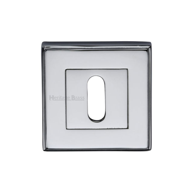 Heritage Brass Door Furniture Polished Chrome / Mortice Key Profile Escutcheons Heritage Brass - Key Escutcheon Square Polished Chrome Finish