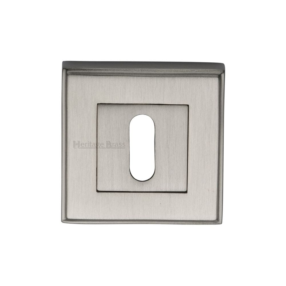 Heritage Brass Door Furniture Satin Nickel / Mortice Key Profile Escutcheons Heritage Brass - Key Escutcheon Square Satin Nickel Finish