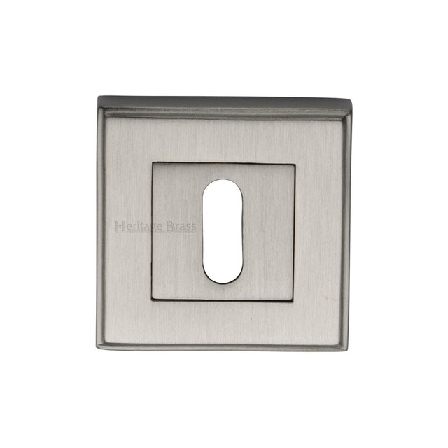 Heritage Brass Door Furniture Satin Nickel / Mortice Key Profile Escutcheons Heritage Brass - Key Escutcheon Square Satin Nickel Finish