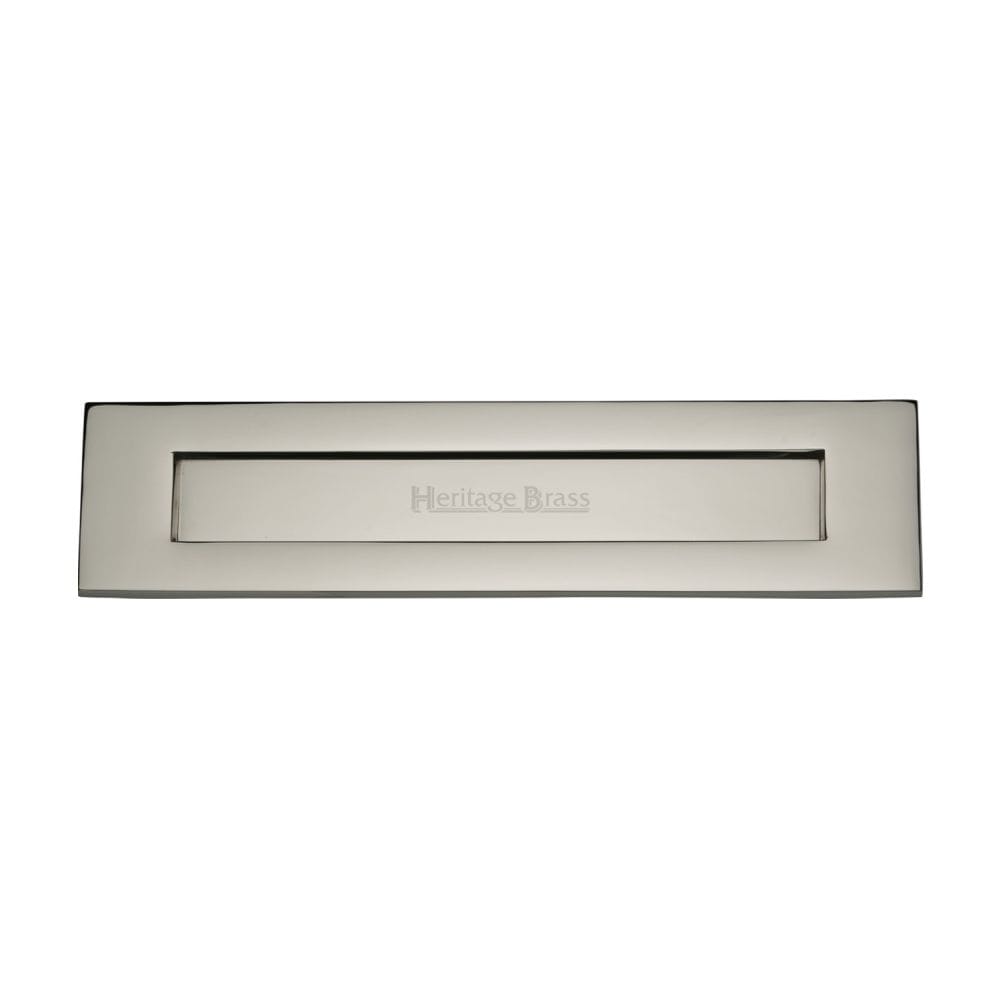 Heritage Brass Door Furniture Polished Nickel / Letter Plates / 331 x 80mm (13" x 3") Heritage Brass - Letterplate 13" x 3" Polished Nickel Finish