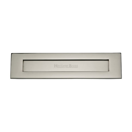 Heritage Brass Door Furniture Polished Nickel / Letter Plates / 331 x 80mm (13" x 3") Heritage Brass - Letterplate 13" x 3" Polished Nickel Finish