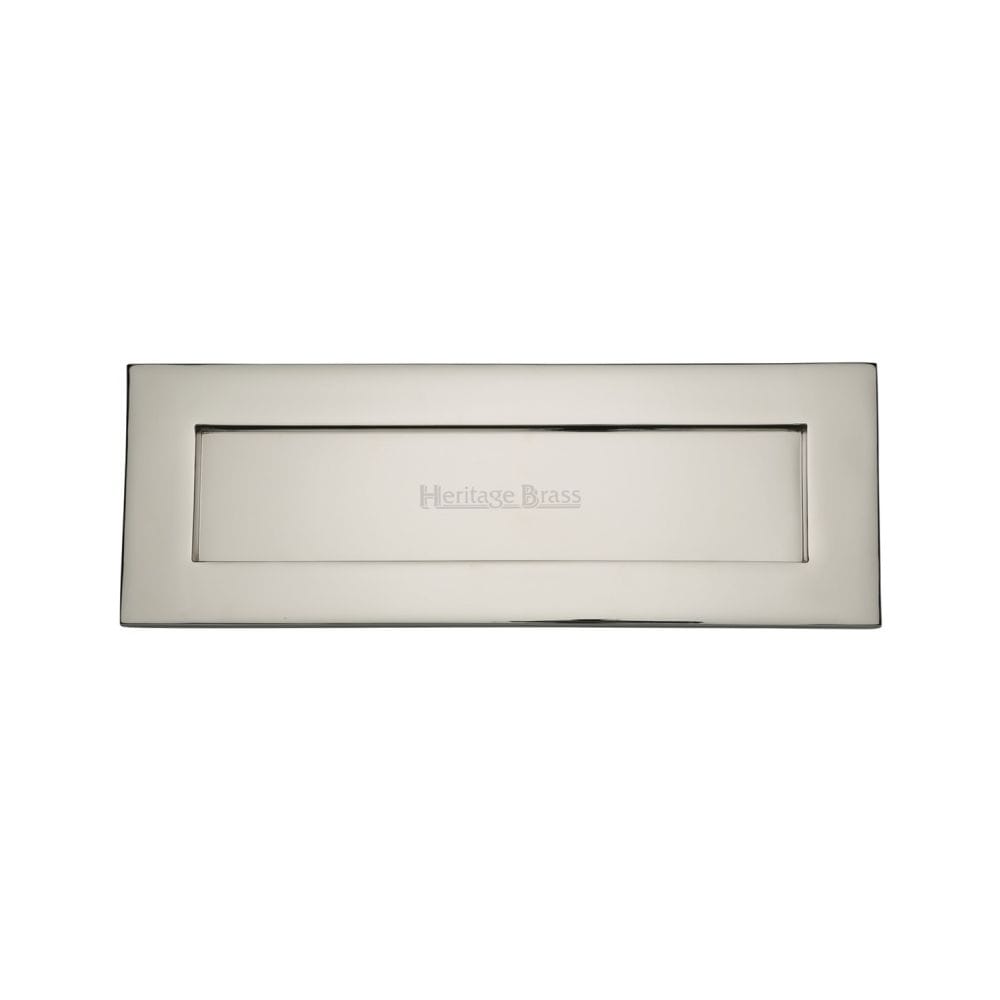 Heritage Brass Door Furniture Polished Nickel / Letter Plates / 356 x 127mm (14" x 4 1/2") Heritage Brass - Letterplate 14" x 4 1/2" Polished Nickel Finish