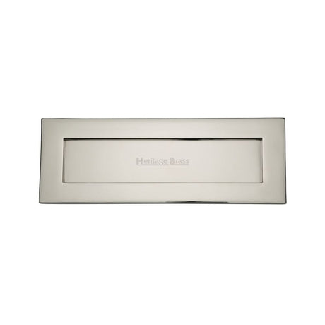 Heritage Brass Door Furniture Polished Nickel / Letter Plates / 356 x 127mm (14" x 4 1/2") Heritage Brass - Letterplate 14" x 4 1/2" Polished Nickel Finish