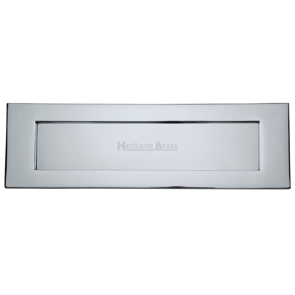 Heritage Brass Door Furniture Polished Chrome / Letter Plates / 411 x 125mm (16" x 5") Heritage Brass - Letterplate 16" x 5" Polished Chrome Finish