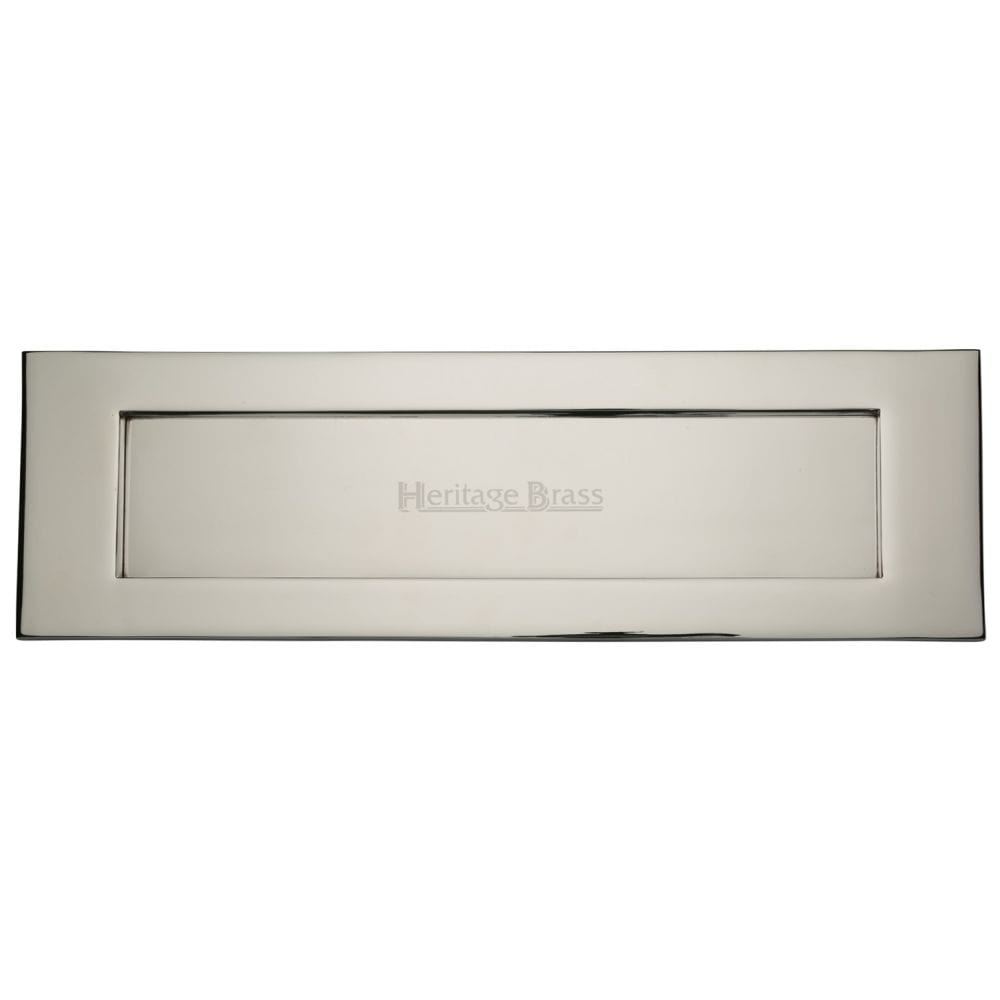 Heritage Brass Door Furniture Polished Nickel / Letter Plates / 411 x 125mm (16" x 5") Heritage Brass - Letterplate 16" x 5" Polished Nickel Finish
