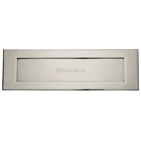 Heritage Brass Door Furniture Polished Nickel / Letter Plates / 411 x 125mm (16" x 5") Heritage Brass - Letterplate 16" x 5" Polished Nickel Finish