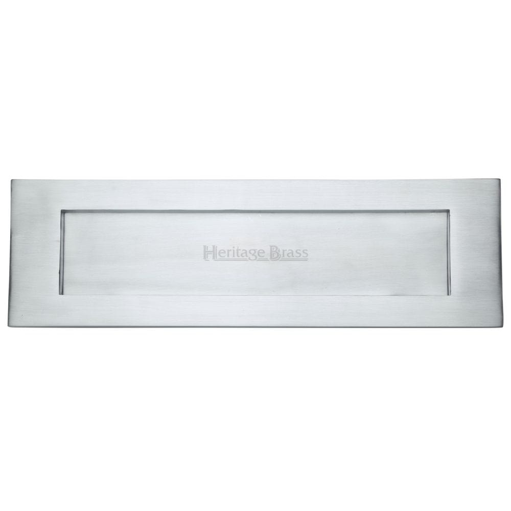 Heritage Brass Door Furniture Satin Chrome / Letter Plates / 411 x 125mm (16" x 5") Heritage Brass - Letterplate 16" x 5" Satin Chrome Finish