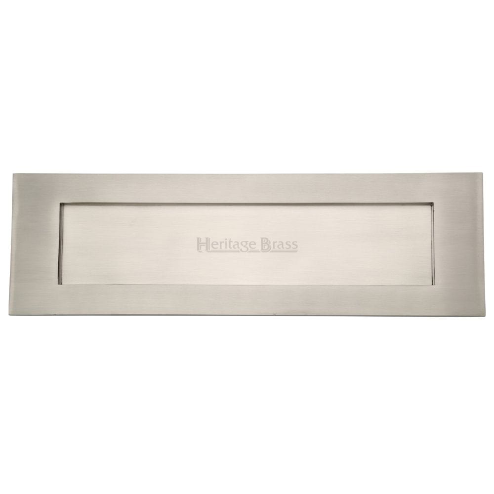 Heritage Brass Door Furniture Satin Nickel / Letter Plates / 411 x 125mm (16" x 5") Heritage Brass - Letterplate 16" x 5" Satin Nickel Finish