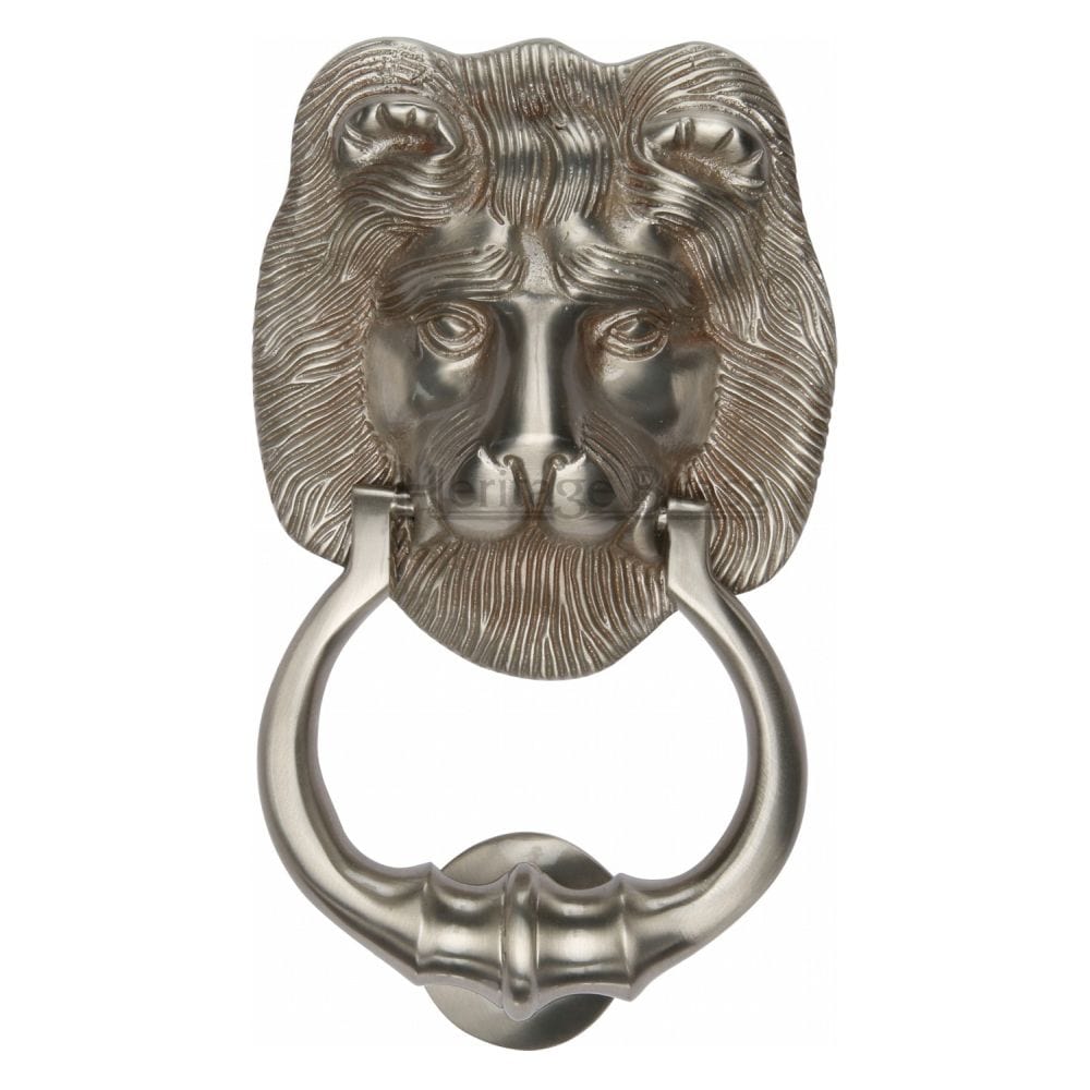 Heritage Brass Door Furniture Satin Nickel / Lion Door Knocker Heritage Brass - Lion Knocker Satin Nickel Finish