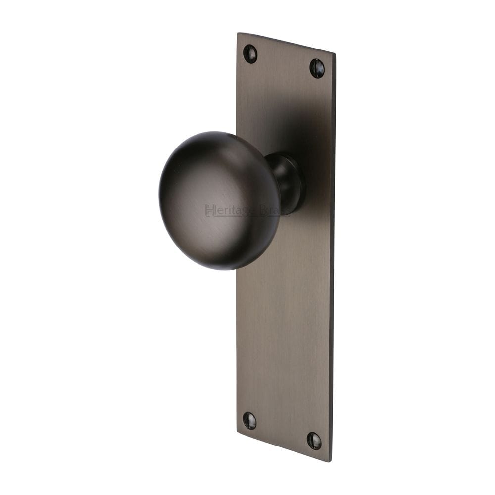 Heritage Brass Door Furniture Matt Bronze / Mortice Knobs on Backplate Heritage Brass - Mortice Knob on Latch Plate Balmoral Design Matt Bronze Finish