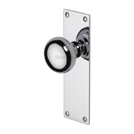 Heritage Brass Door Furniture Polished Chrome / Mortice Knobs on Backplate Heritage Brass - Mortice Knob on Latch Plate Balmoral Design Polished Chrome Finish