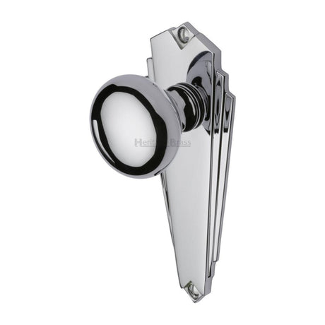 Heritage Brass Door Furniture Polished Chrome / Mortice Knobs on Backplate Heritage Brass - Mortice Knob on Latch Plate Broadway Design Polished Chrome Finish