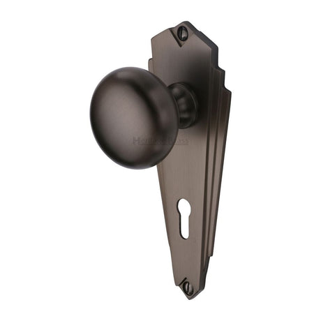 Heritage Brass Door Furniture Matt Bronze / Mortice Knobs Heritage Brass - Mortice Knob on Lock Plate Broadway Design Matt Bronze Finish