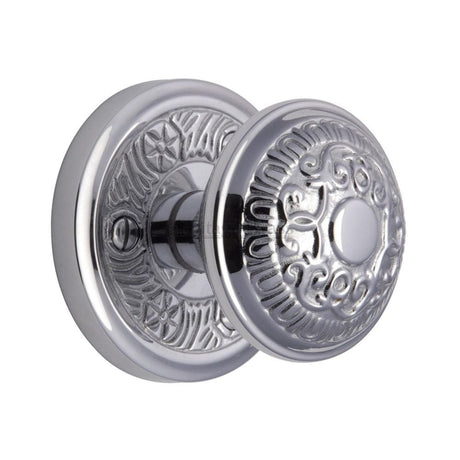 Heritage Brass Door Furniture Polished Chrome / Mortice Knobs Heritage Brass - Mortice Knob on Rose Aydon Design Polished Chrome Finish