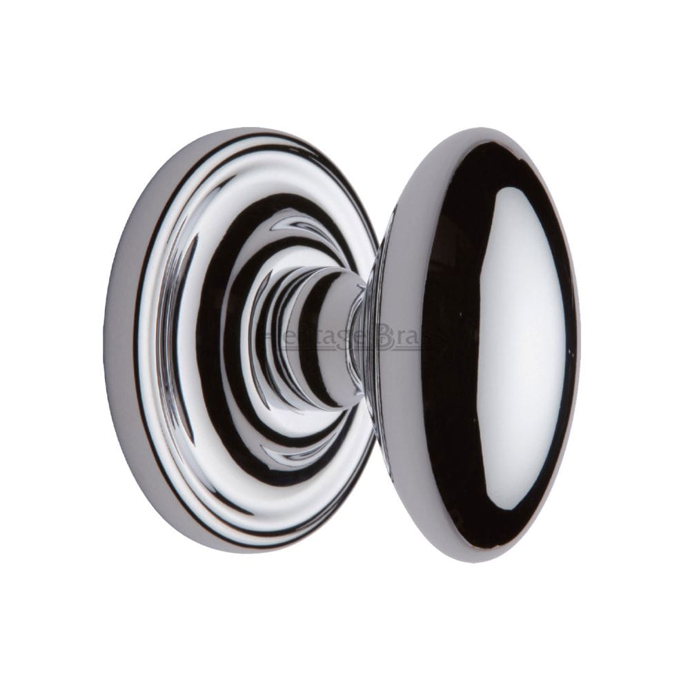 Heritage Brass Door Furniture Polished Chrome / Mortice Knobs Heritage Brass - Mortice Knob on Rose Chelsea Design Polished Chrome Finish