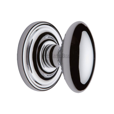 Heritage Brass Door Furniture Polished Chrome / Mortice Knobs Heritage Brass - Mortice Knob on Rose Chelsea Design Polished Chrome Finish