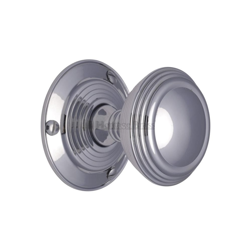 Heritage Brass Door Furniture Polished Chrome / Mortice Knobs Heritage Brass - Mortice Knob on Rose Goodrich Design Polished Chrome Finish