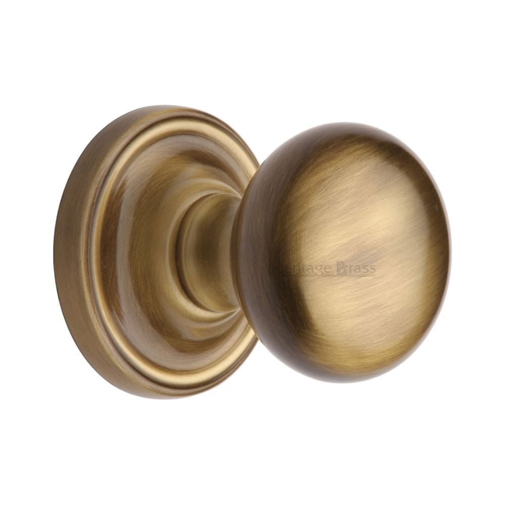 Heritage Brass Door Furniture Antique Brass / Mortice Knobs Heritage Brass - Mortice Knob on Rose Hampstead Design Antique Brass Finish