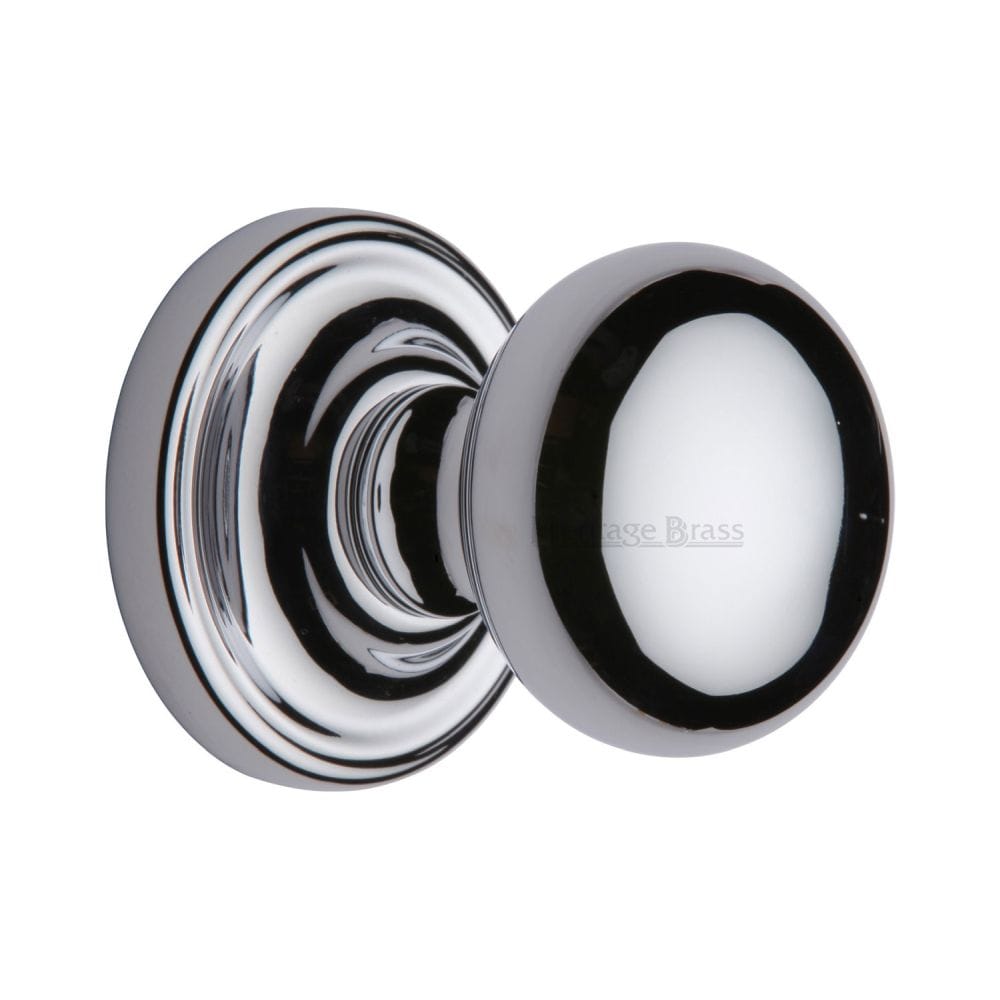 Heritage Brass Door Furniture Polished Chrome / Mortice Knobs Heritage Brass - Mortice Knob on Rose Hampstead Design Polished Chrome Finish