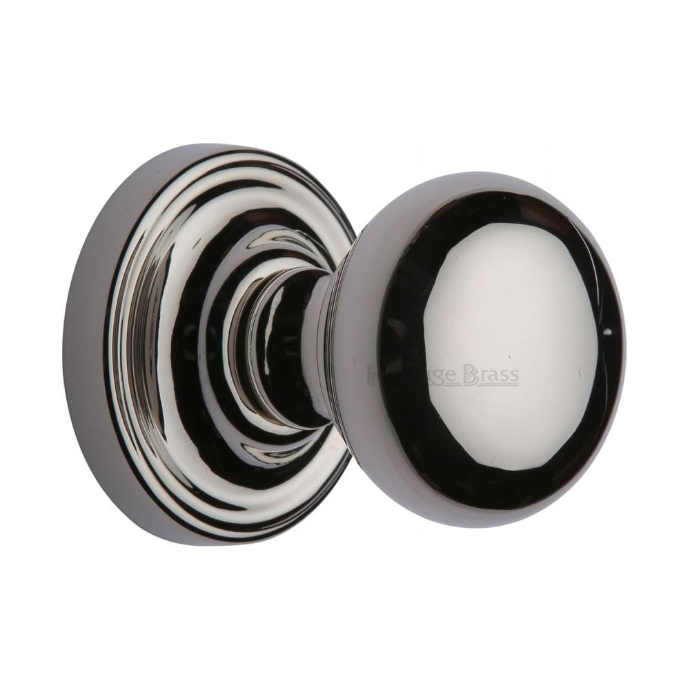 Heritage Brass Door Furniture Polished Nickel / Mortice Knobs Heritage Brass - Mortice Knob on Rose Hampstead Design Polished Nickel Finish