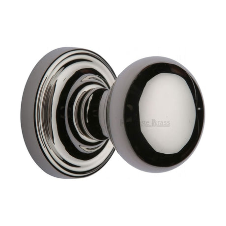 Heritage Brass Door Furniture Polished Nickel / Mortice Knobs Heritage Brass - Mortice Knob on Rose Hampstead Design Polished Nickel Finish