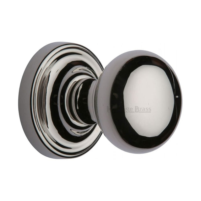 Heritage Brass Door Furniture Polished Nickel / Mortice Knobs Heritage Brass - Mortice Knob on Rose Hampstead Design Polished Nickel Finish