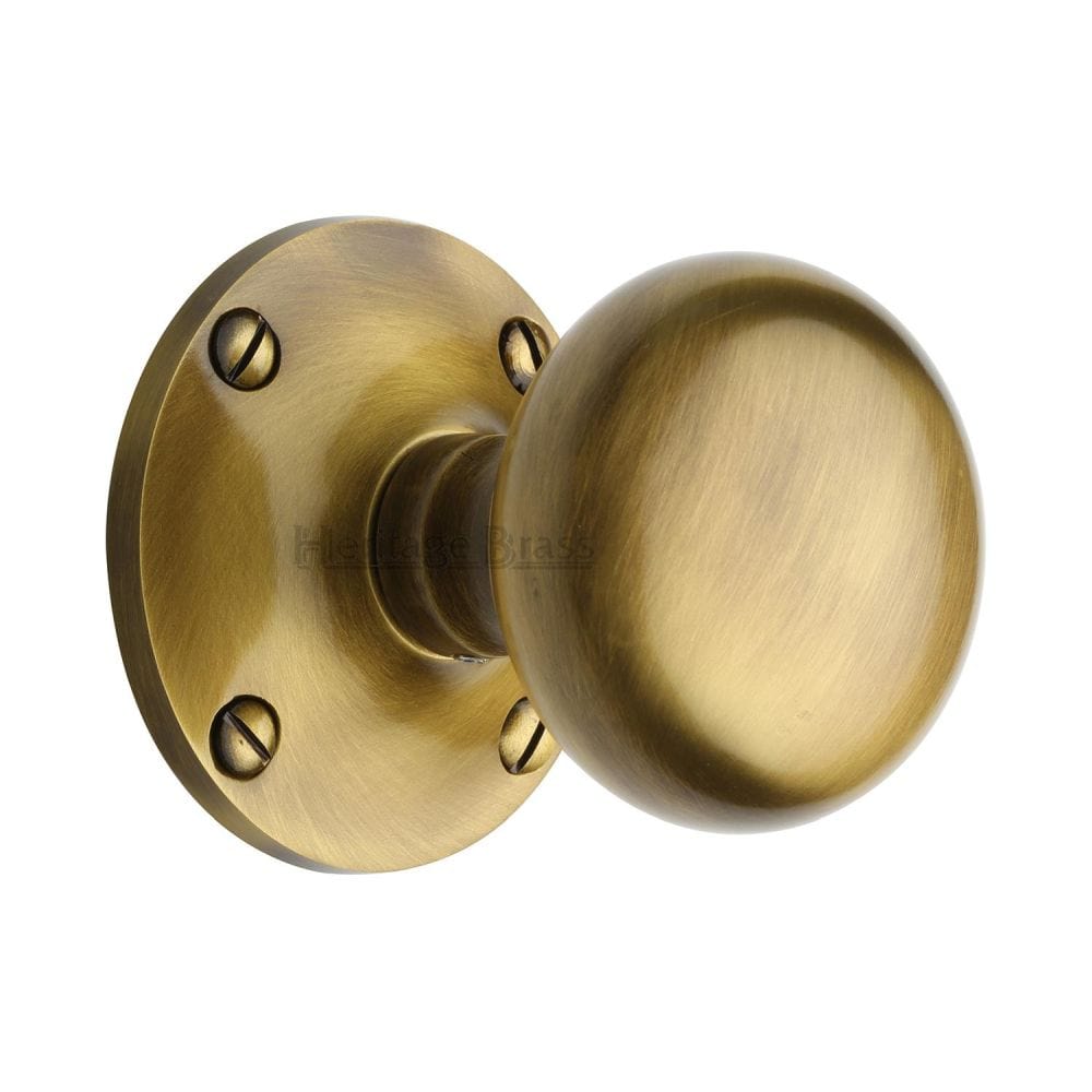 Heritage Brass Door Furniture Antique Brass / Mortice Knobs Heritage Brass - Mortice Knob on Rose Kensington Design Antique Brass Finish