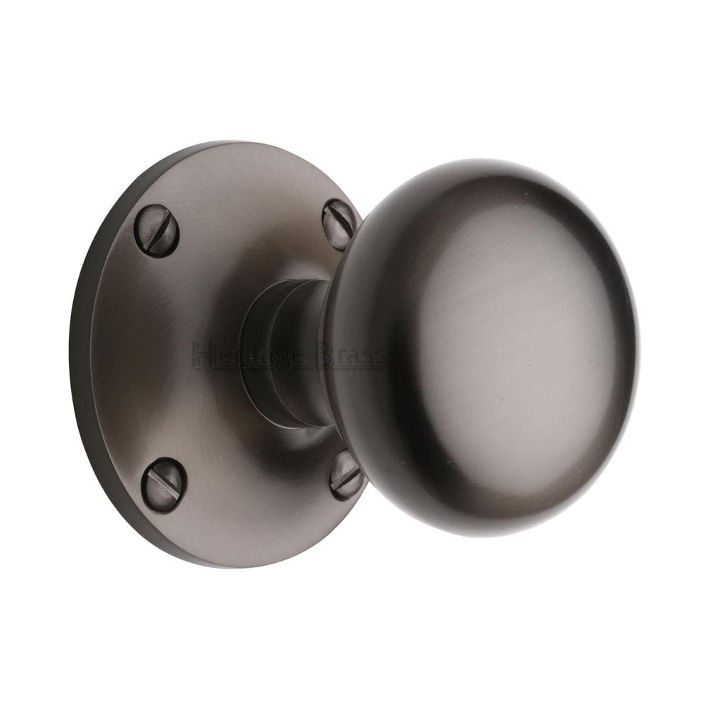 Heritage Brass Door Furniture Matt Bronze / Mortice Knobs Heritage Brass - Mortice Knob on Rose Kensington Design Matt Bronze Finish