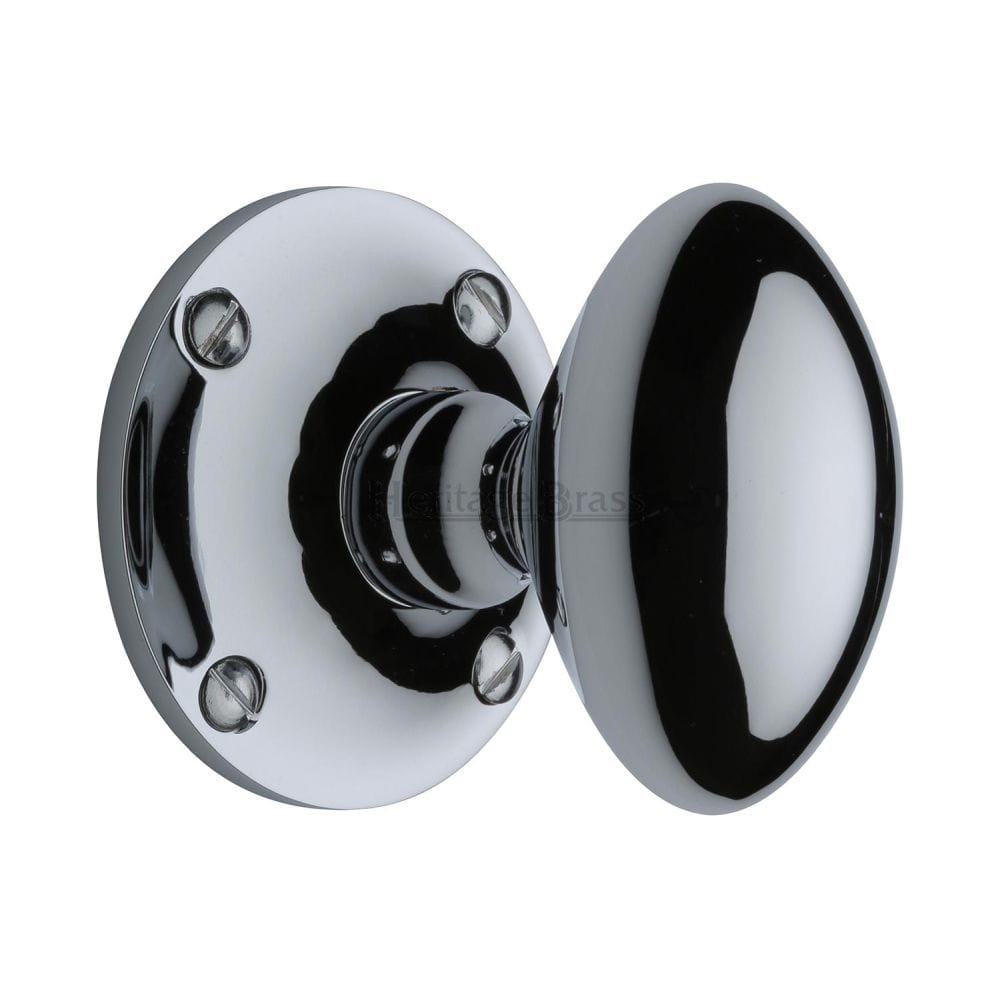 Heritage Brass Door Furniture Polished Chrome / Mortice Knobs Heritage Brass - Mortice Knob on Rose Mayfair Design Polished Chrome Finish
