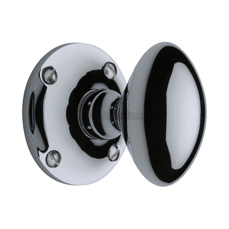 Heritage Brass Door Furniture Polished Chrome / Mortice Knobs Heritage Brass - Mortice Knob on Rose Mayfair Design Polished Chrome Finish