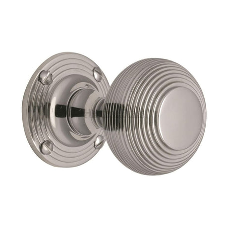 Heritage Brass Door Furniture Polished Chrome / Mortice Knobs Heritage Brass - Mortice Knob on Rose Reeded Design Polished Chrome Finish