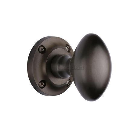 Heritage Brass Door Furniture Matt Bronze / Mortice Knobs Heritage Brass - Mortice Knob on Rose Suffolk Design Matt Bronze Finish