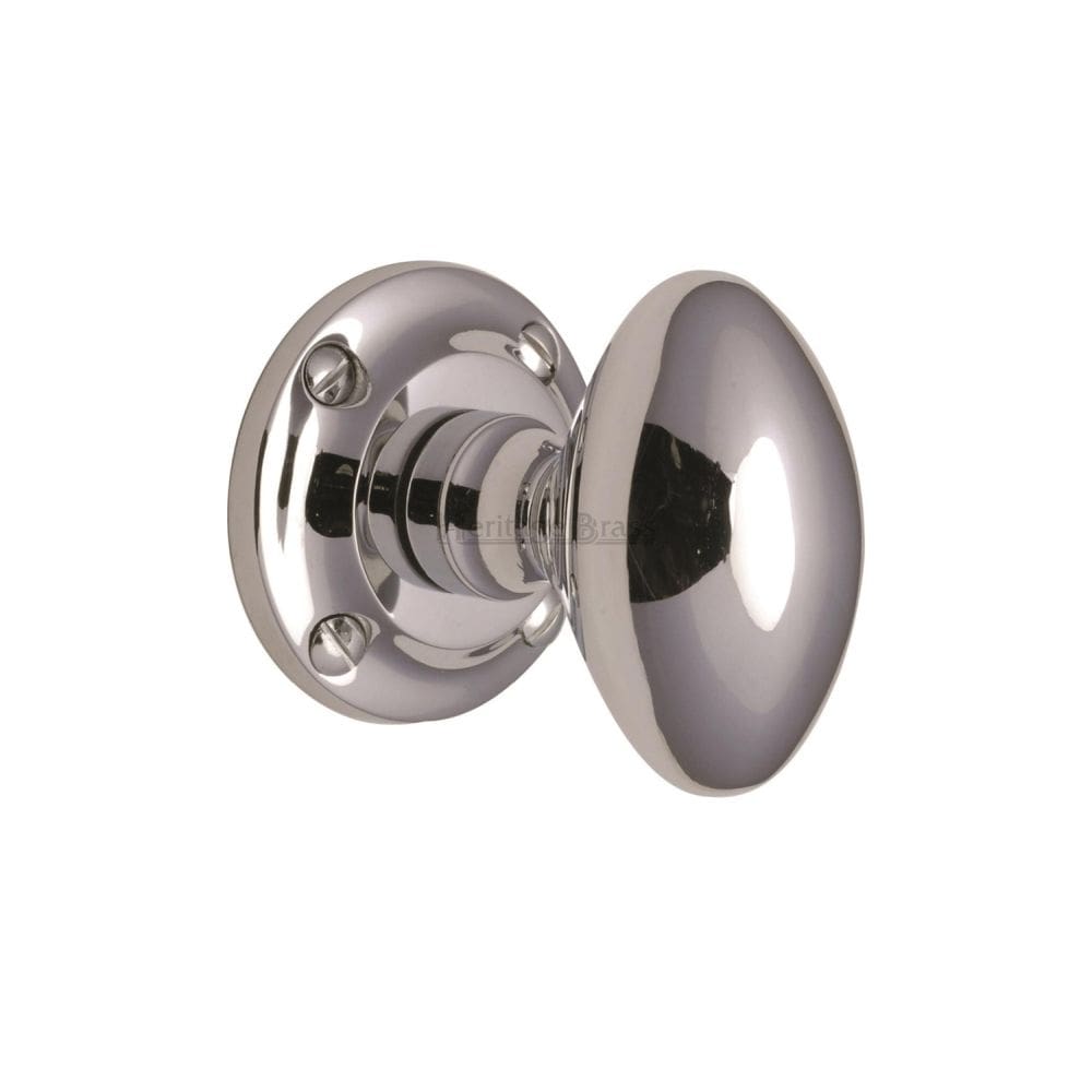 Heritage Brass Door Furniture Polished Chrome / Mortice Knobs Heritage Brass - Mortice Knob on Rose Suffolk Design Polished Chrome Finish