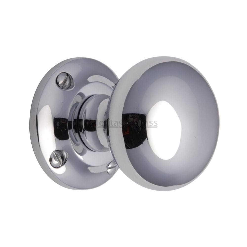 Heritage Brass Door Furniture Polished Chrome / Mortice Knobs Heritage Brass - Mortice Knob on Rose Victoria Design Polished Chrome Finish