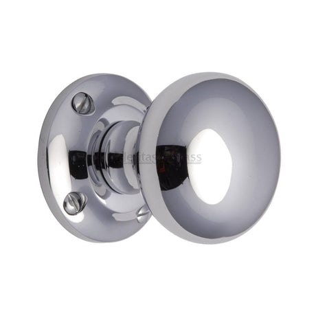 Heritage Brass Door Furniture Polished Chrome / Mortice Knobs Heritage Brass - Mortice Knob on Rose Victoria Design Polished Chrome Finish