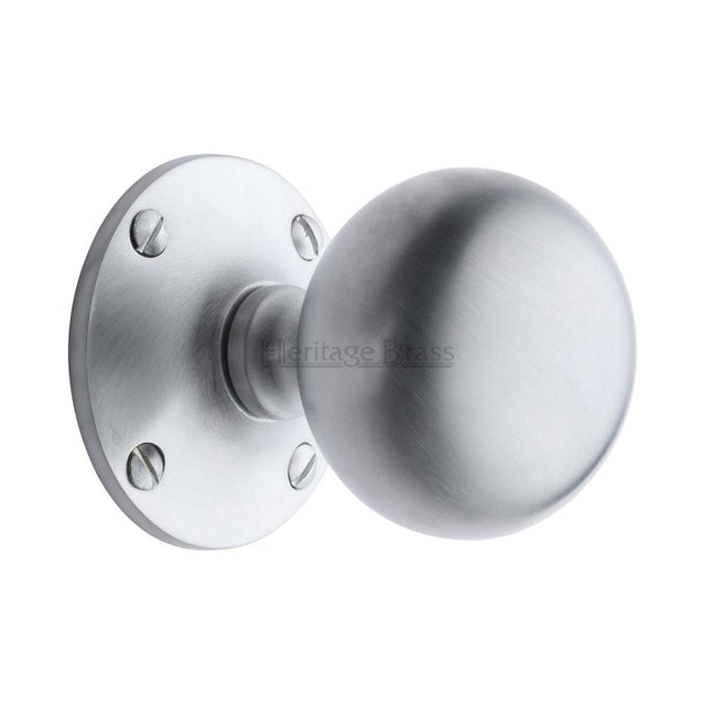 Heritage Brass Door Furniture Satin Chrome / Mortice Knobs Heritage Brass - Mortice Knob Westminster Design Satin Chrome Finish