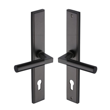 Heritage Brass Door Furniture Matt Bronze / Multi Point Lock Set / 92mm c/c Heritage Brass - Multi-Point Door Handle Lever Lock Bauhaus LH Design Matt Bronz
