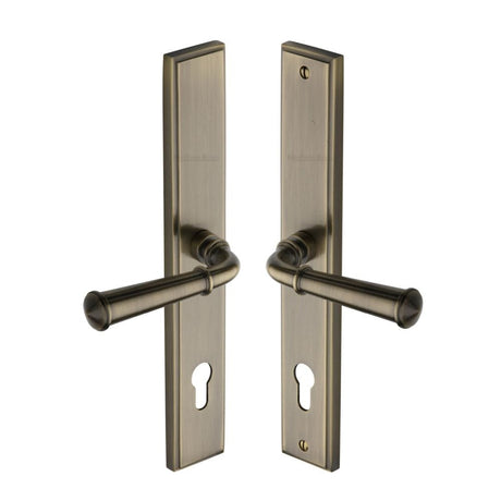Heritage Brass Door Furniture Antique Brass / Multi Point Lock Set / 92mm c/c Heritage Brass - Multi-Point Door Handle Lever Lock Colonial LH Design Antique Bras