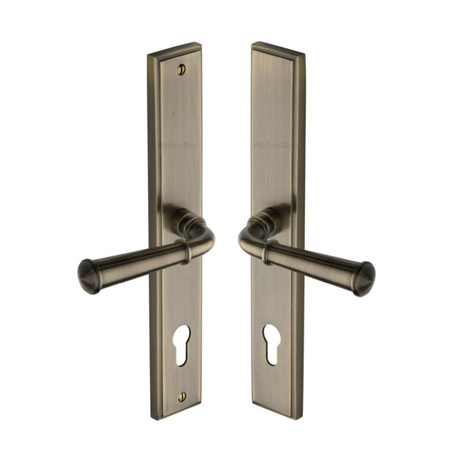 Heritage Brass Door Furniture Antique Brass / Multi Point Lock Set / 92mm c/c Heritage Brass - Multi-Point Door Handle Lever Lock Colonial RH Design Antique Bras